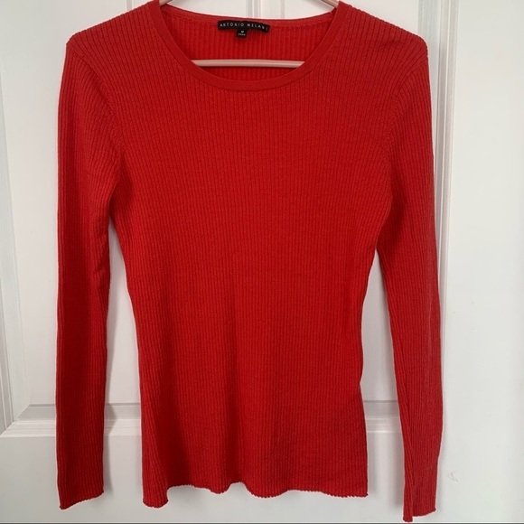 ANTONIO MELANI RED LONG SLEEVE KNIT SWEATER - Picture 1 of 5